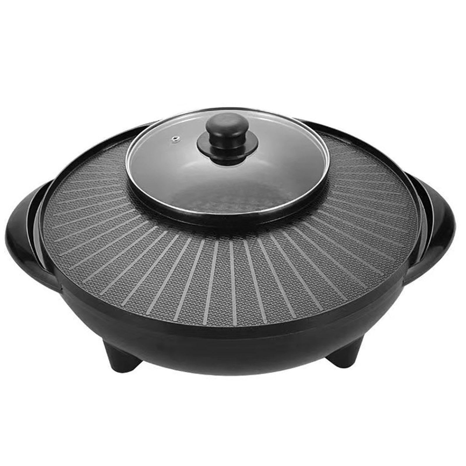 Fenteer Ollas Y Parrillas Eléctricas Parrilla Teppanyaki para Interiores, Antiadherente, Plancha para Barbacoa, Parrilla Coreana Antiadherente para Acampar Al, 34cm, Individual