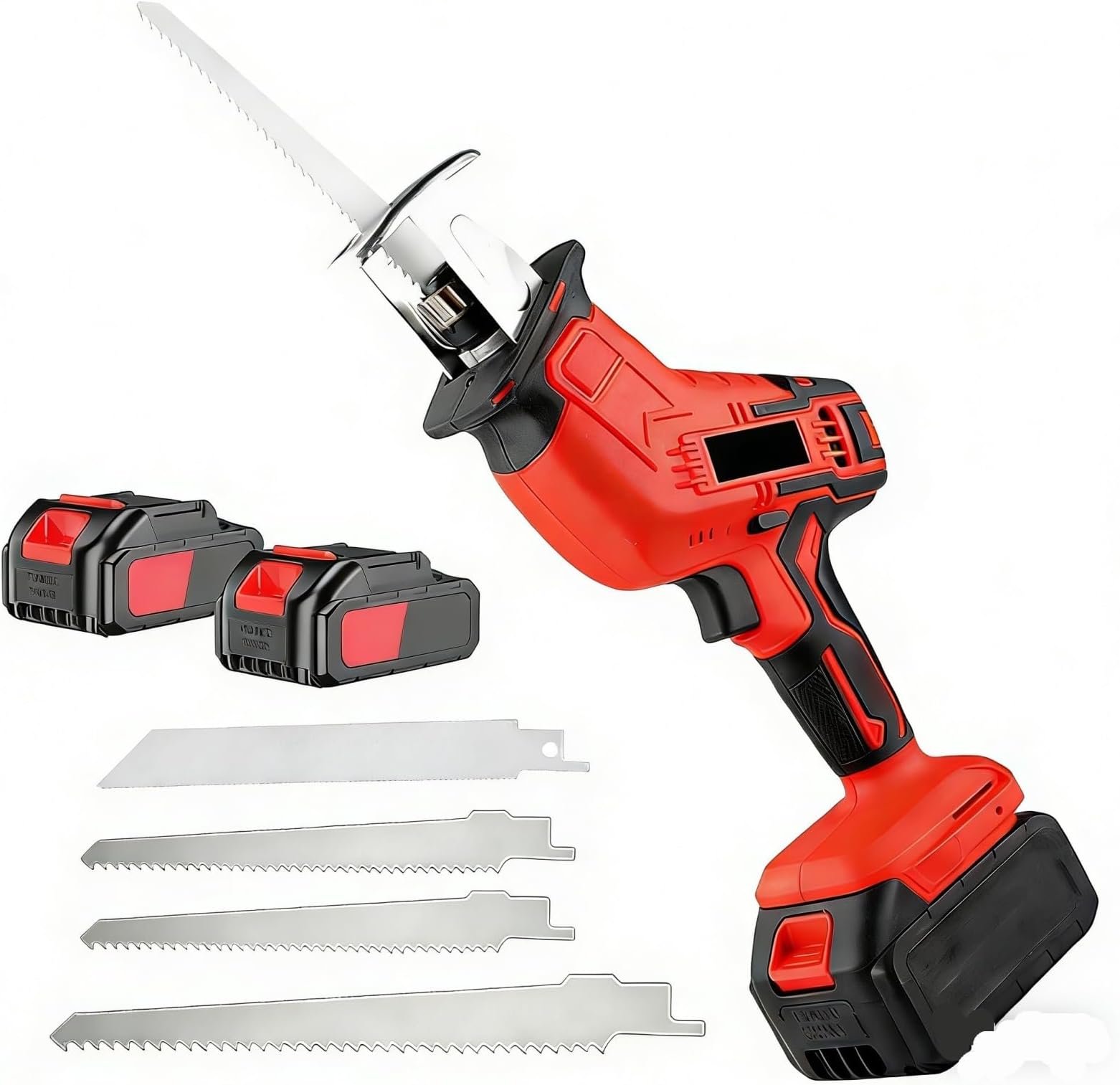Portable Bone Cutting Machine, Home Lightweight Electric Bone and Meat Saw, Electric Butchers for Commercial Home, Battery Powered & Lock Switch, for Meat Pork Fish Ribs, with 4 Saw Blades