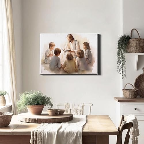 Vista 212 de Arte de pared de acuarela de Jesús, pintura en lienzo cristiano, imágenes de las Escrituras, decoración de pared, póster con versículos bíblicos