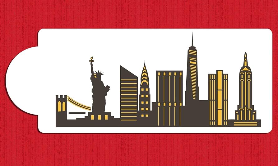 New York City Detailed Skyline Cake Stencil Side C1000 by Designer Stencils: Home & Kitchen - Amazon.com