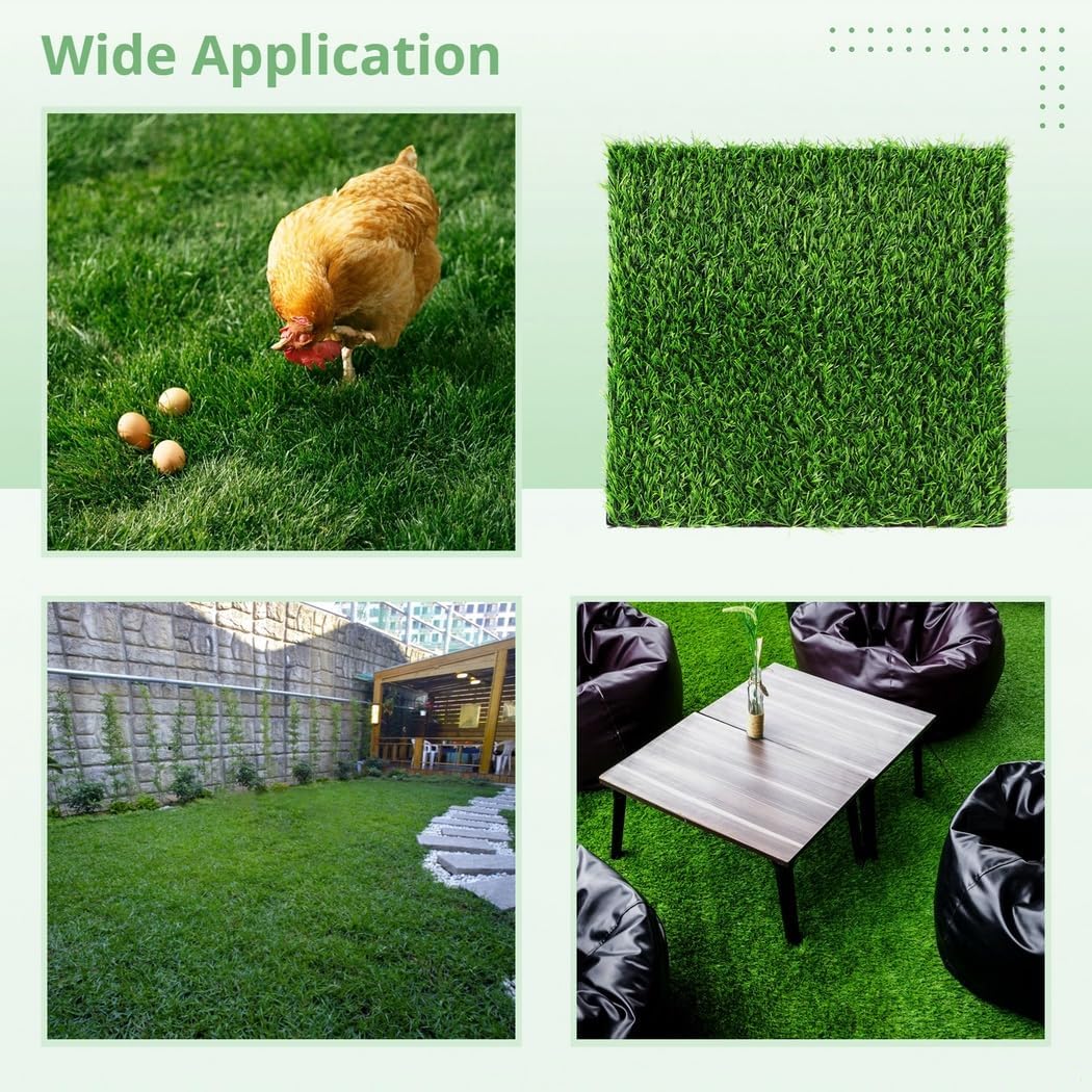 Almohadillas de césped artificial para gallinero, paquete de 12 alfombrillas reutilizables para ropa de cama y revestimiento de suelo, 12 x 12 pulgadas
