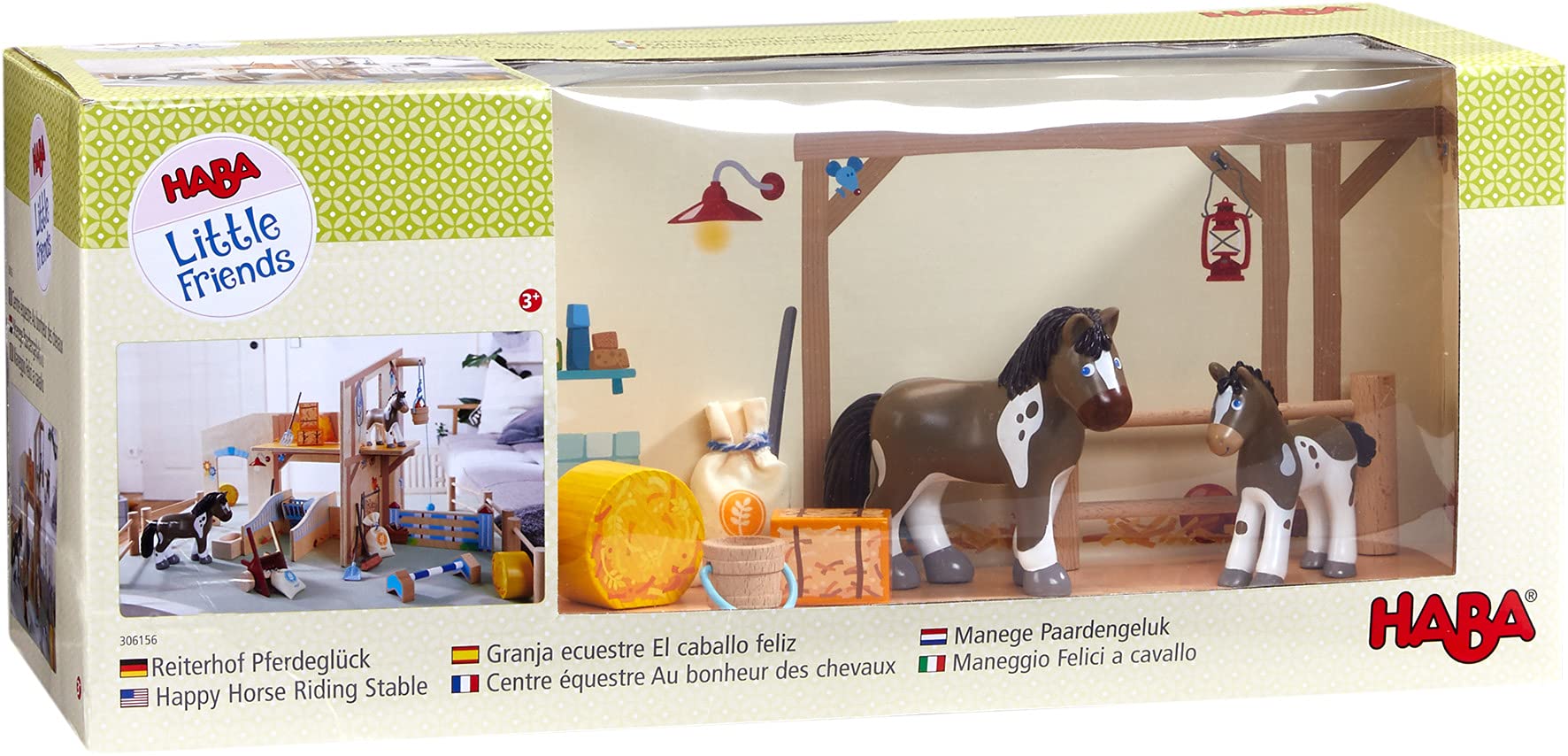HABA 306156 - Little Friends Reiterhof Pferdeglück, Zubehör für Biegepuppen ab 3 Jahren, Bunt