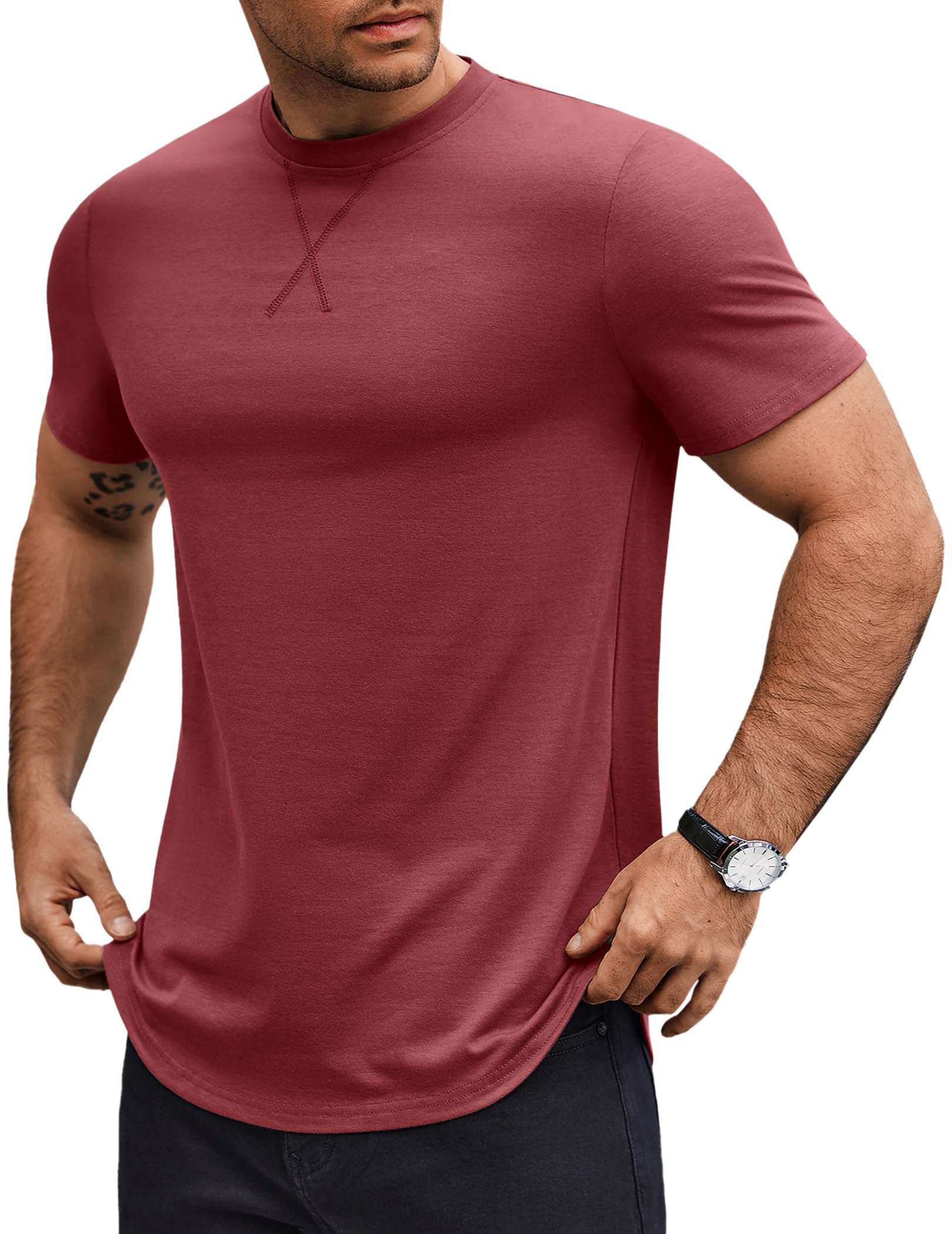 COOFANDY Mens T Shirts Casual Short Sleeve Cotton Tee Shirts Hipster Hip Hop Longline T-Shirt Basic Summer Tops