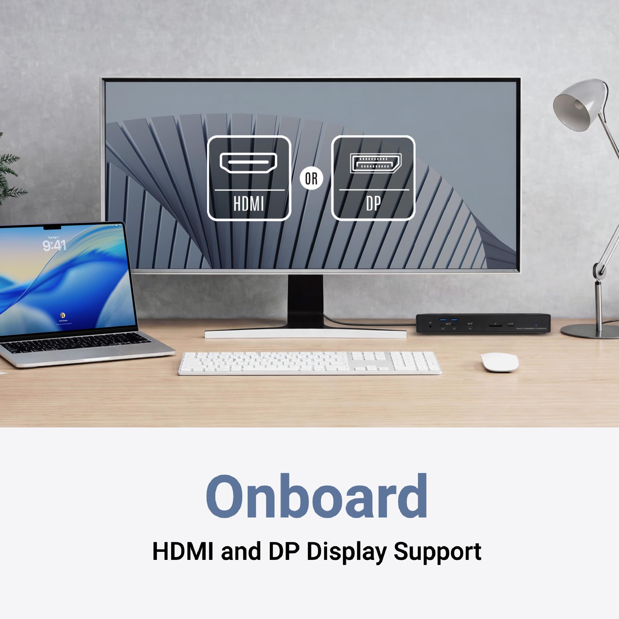 Sonnet Echo 21 Thunderbolt 5 SuperDock – Thunderbolt 5 Dock with M.2 NVMe SSD Slot, 10Gb Ethernet, 3 Thunderbolt 5 Ports, HDMI, DisplayPort, 9 USB 10 Gbps, 140W Charging, SD Card Reader, Mac, Windows