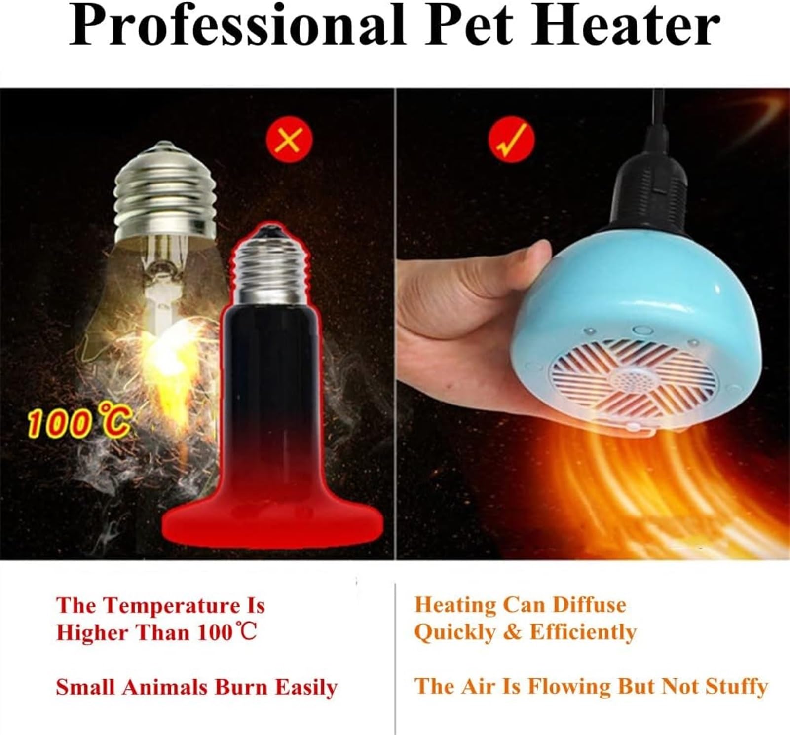 NEZIH Riscaldatori for pollaio/3 modalità Potenza regolabile e funzione di illuminazione, Lampada riscaldante for rettili, Scaldacalore for cani, gatti, pulcini, Uso domestico