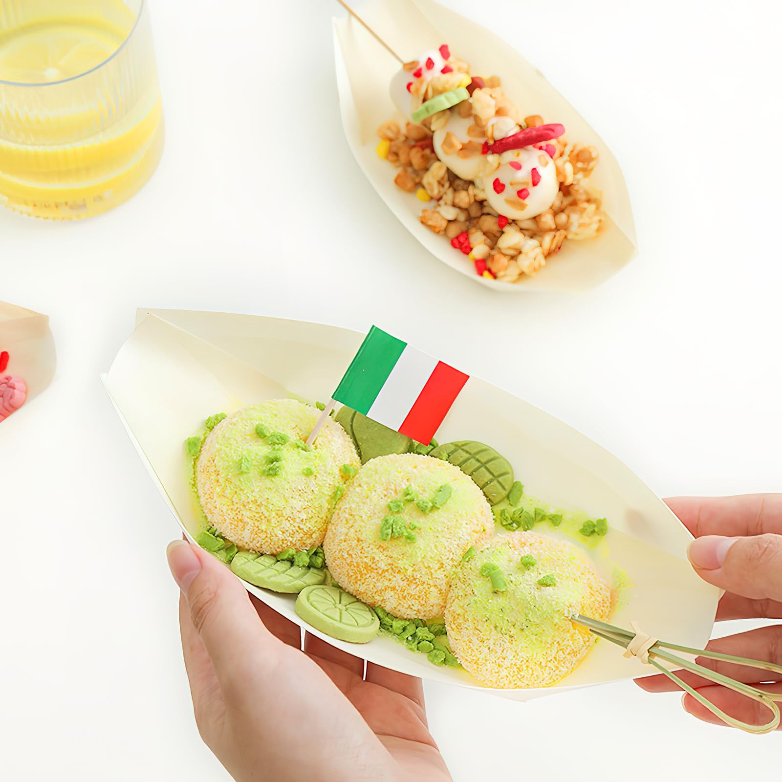 APACALI Fingerfood Schalen - 200 Stück Abbaubar Aus Palmblatt