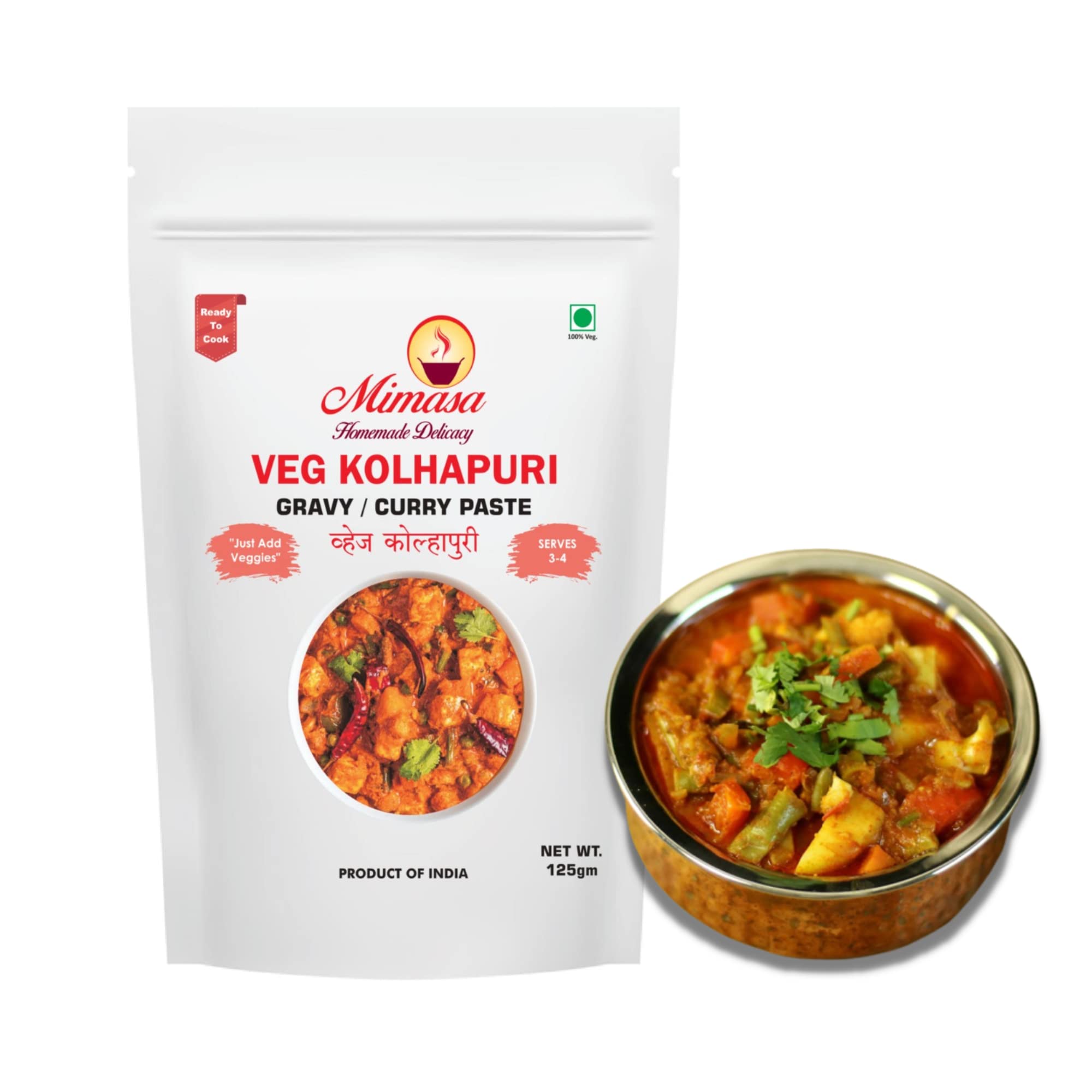 Mimasa Veg Kolhapuri Ready to Cook Masala Curry Paste | Ready in 10 Minutes | 125g (B0BJW885VW) Amazon Price History, Amazon Price Tracker