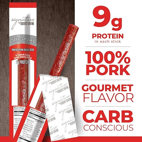 Miniatura 3 de Robert Irvine Food's - Palito de cerdo ahumado, palito de carne, 0.32 onzas de proteína, certificado USDA (10 palitos de carne, original)