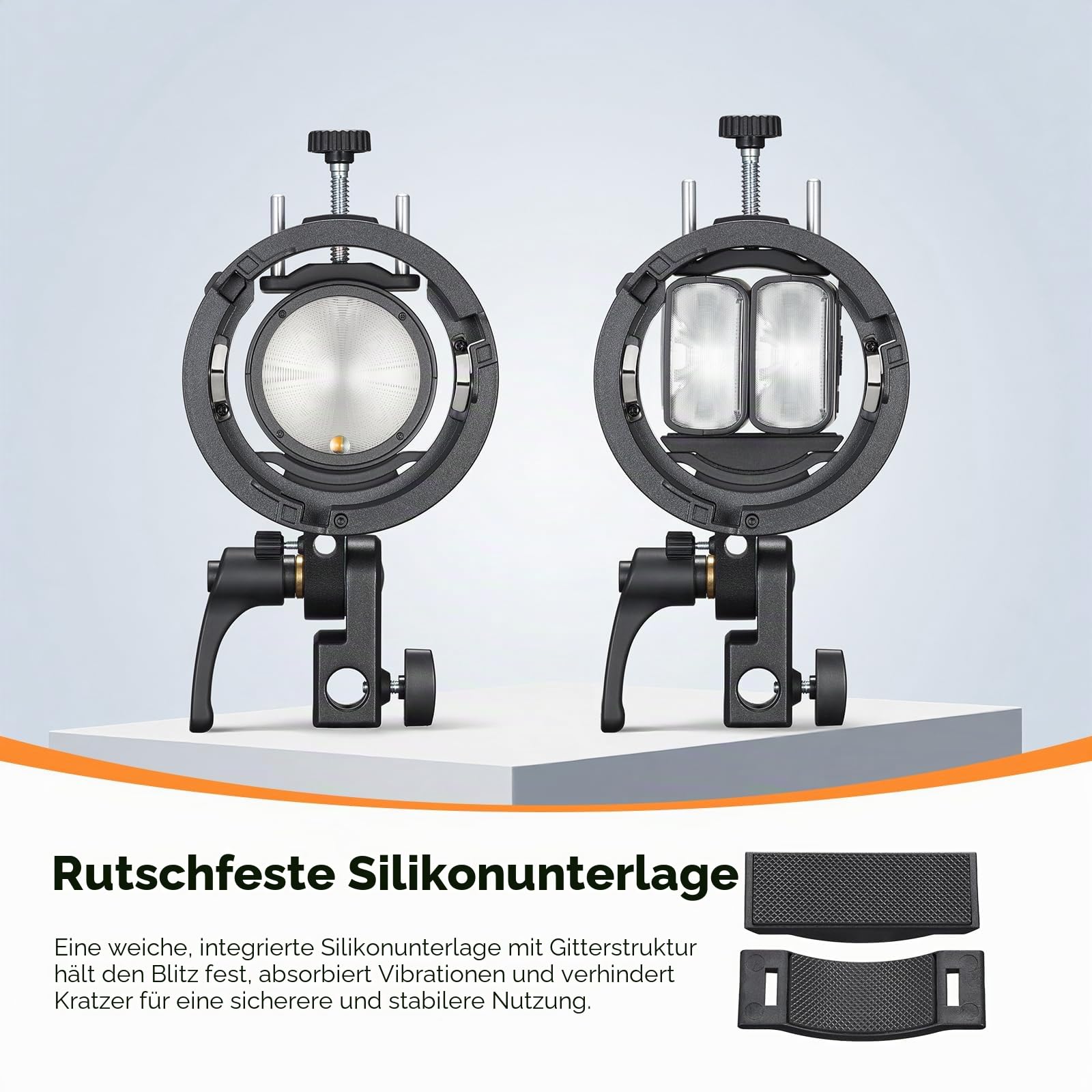 Godox S3 Bowens Mount Blitzhalterung, kompakt & leicht mit ±90° Neigung, rutschfeste Silikonpolsterung für stabilen Aufbau, für AD300/AD200/AD100 Outdoor-Blitz, für V100/V1Pro/V1/V860III Speedlite