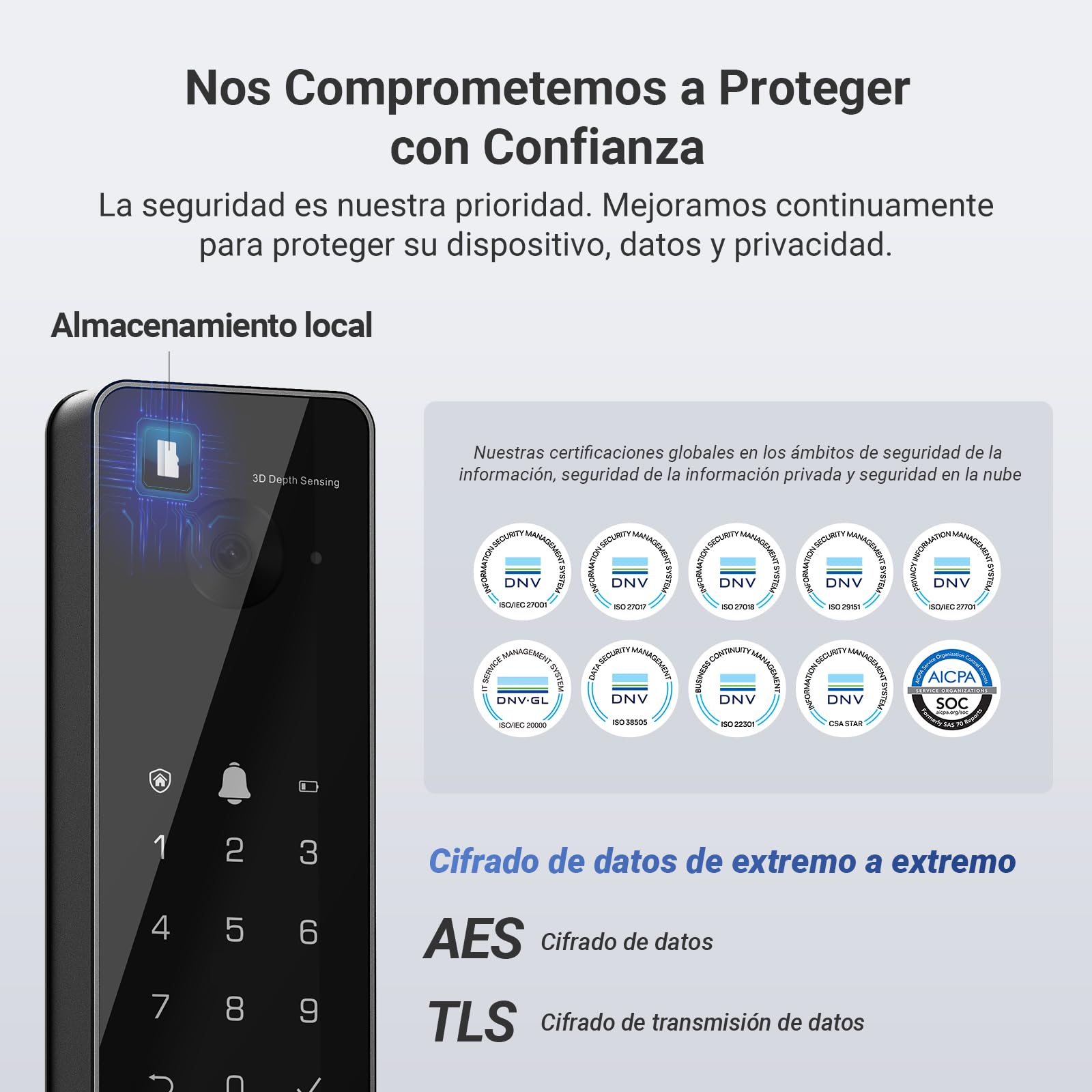 EZVIZ Y2000FVS Cerradura Puerta Exterior Inteligente Reconocimiento Facial