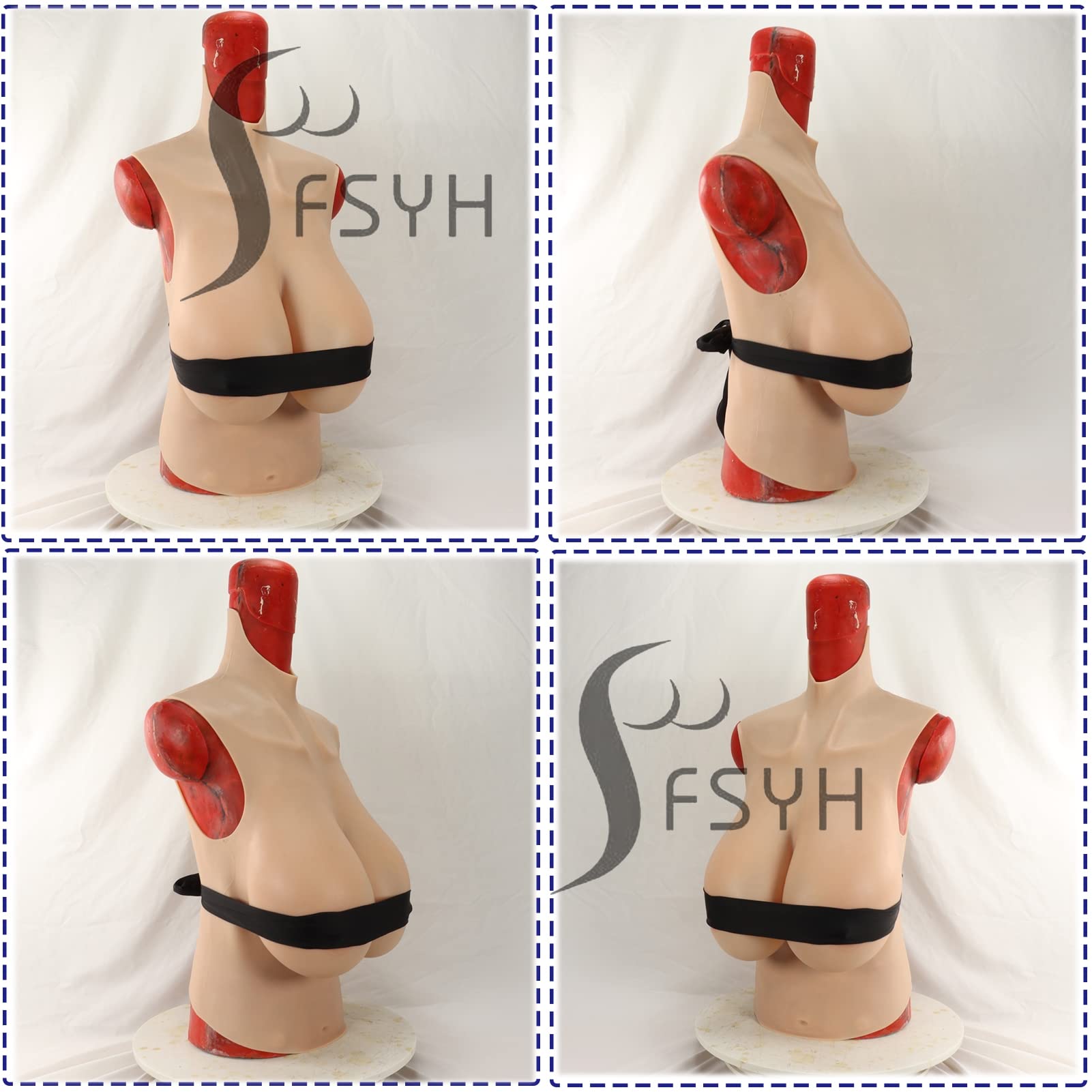 Plaques de poitrine demi-corps en silicone pour crossdresser, cosplay, drag queen