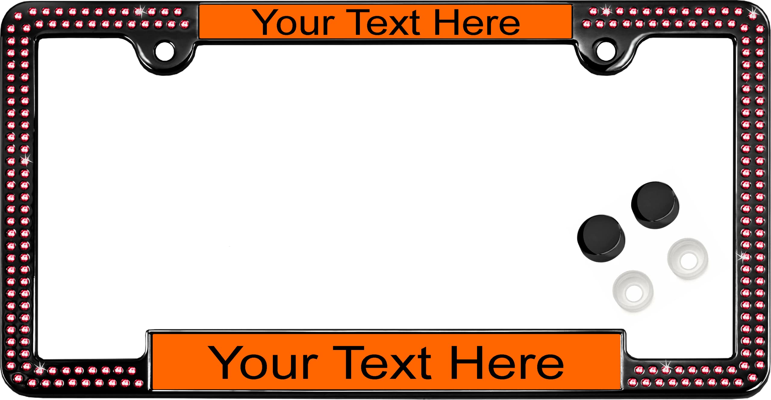 Crystals - Custom Personalized Black Metal Car License Plate Frame with Pink Cr - Picture 117 of 132