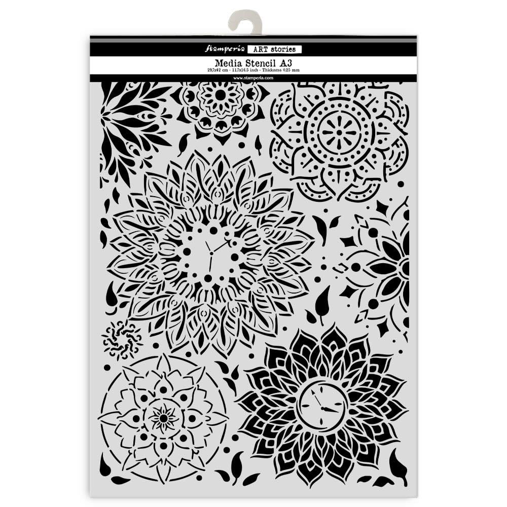 Stamperia Mix Media Art Stencil A3 - Gardens of Time Mandala