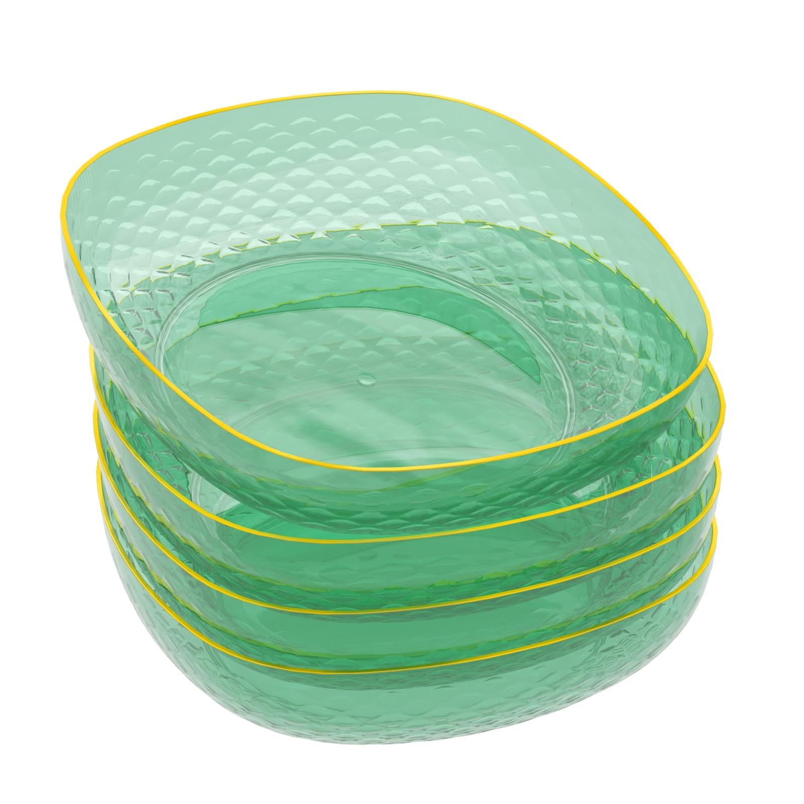 Zopnny Pasta Bowls Set of 4, Fruit Serving Basket, Food Grade Plastic Dishes, Decorative Pedestal Bowl(Stylish Designed Green)