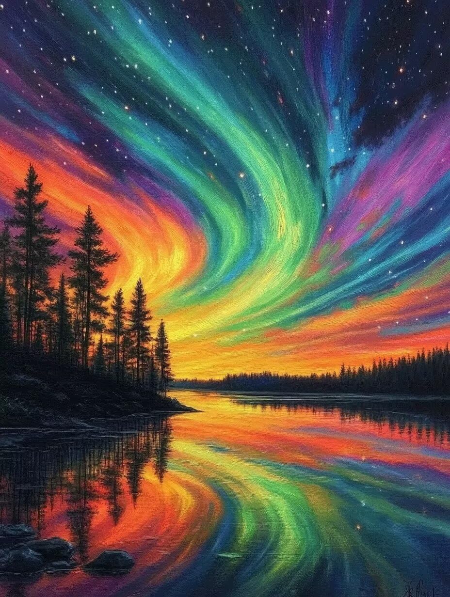 5D Diamond Painting Aurora, malowanie diamentami, malowanie według liczb