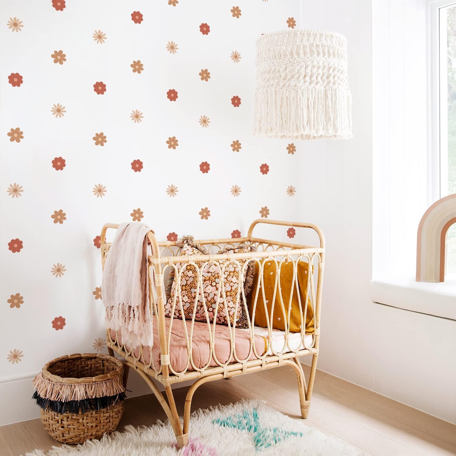 Neukids Boho Red Daisies Children's Wall Stickers Girls Wall Decals Nursery Stickers for Kids Bedrooms Livingroom Kindergarten Window Wall Decor - Image 2