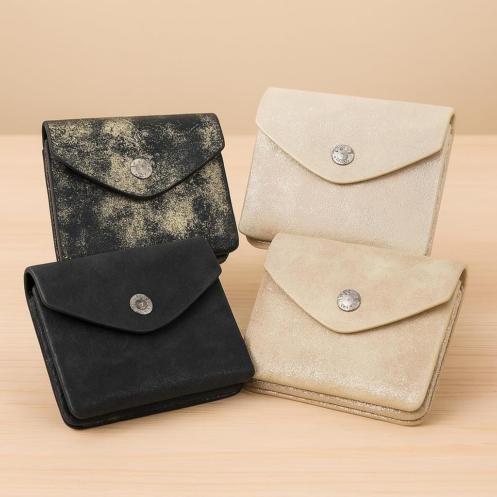 flora & co Porte-Monnaie Cartes Similicuir Suédé Brillant - Portefeuille Pochette à Magnétique Tout-en-Un Taille Petite - Pratique Léger - Or Clair