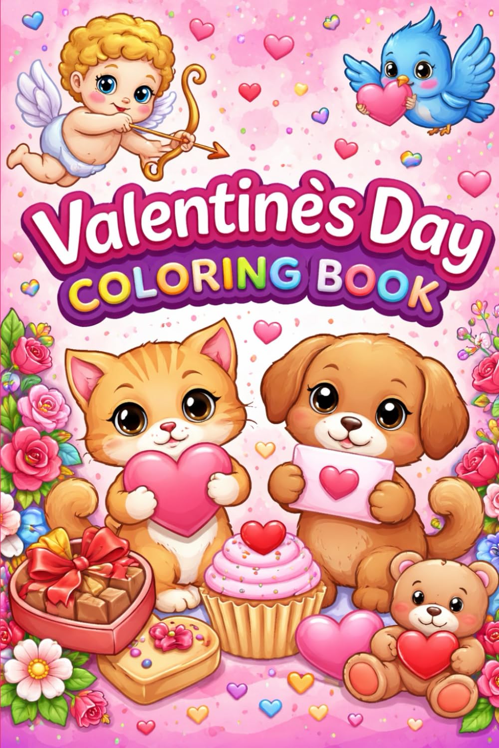 VALENTINE'S DAY COLORING BOOK: Cute & Relaxing Valentine Designs for Kids, Teens & Adults
