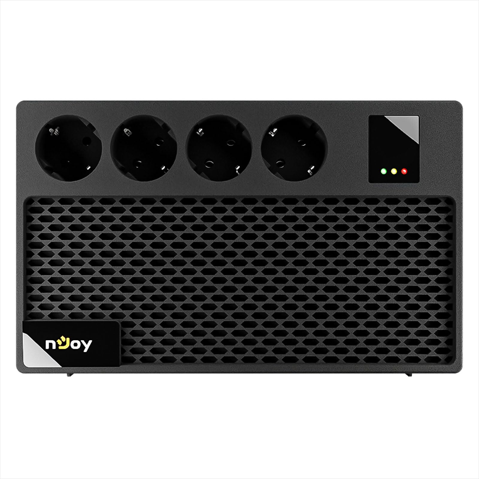 NJOY Renton 650 Plus Gruppo di Continuità Monofase 650VA 360 Watt, Line Interactive, AVR UPS a Ciabatta Multipresa, 4 Uscite Schuko, 1 Batteria 12V-5Ah