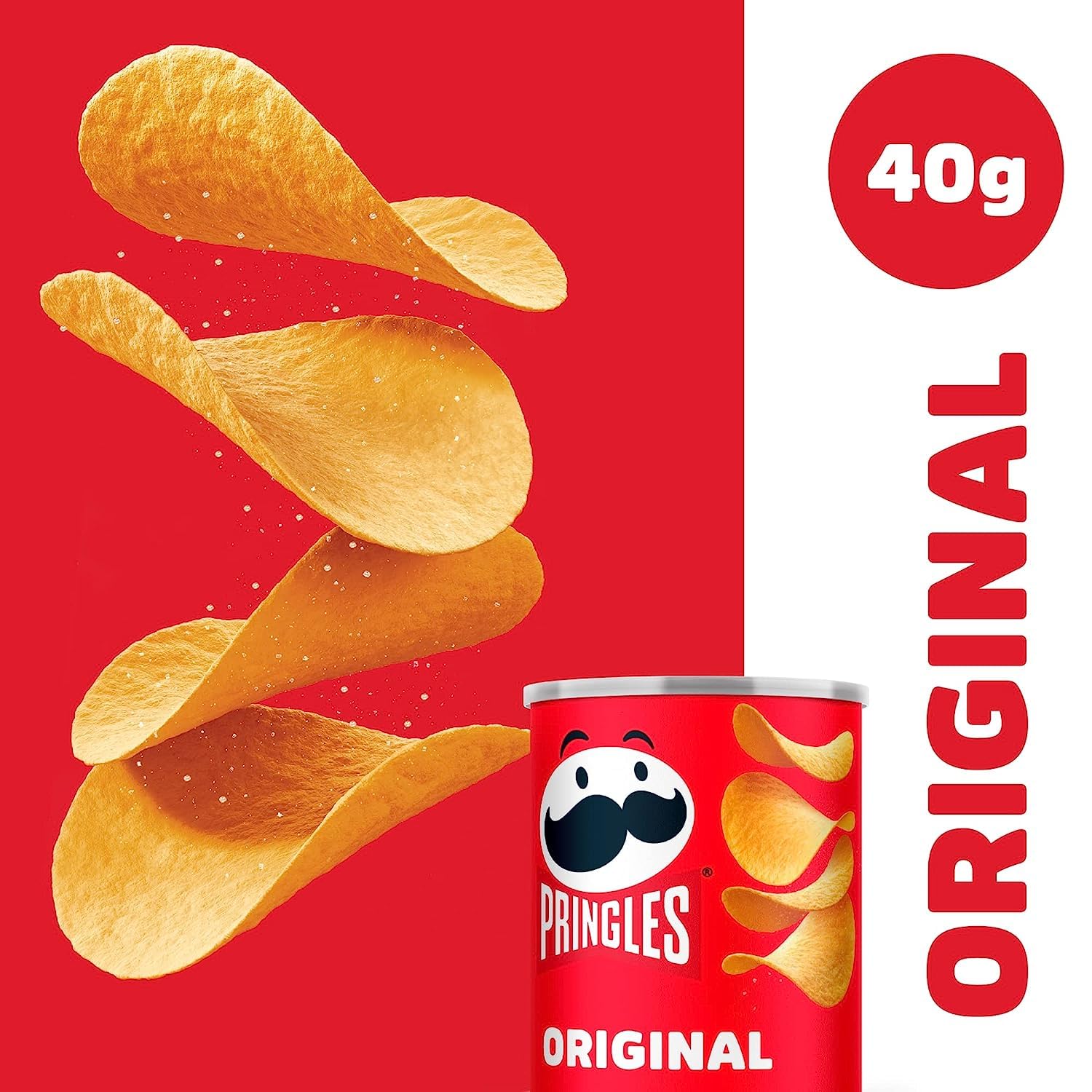 Pringles Original (2x 12x 40 g) – der unwiderstehliche Snack-Klassiker in der praktischen Dose – knackige Chips mit Salz – Pop. Play. Eat.