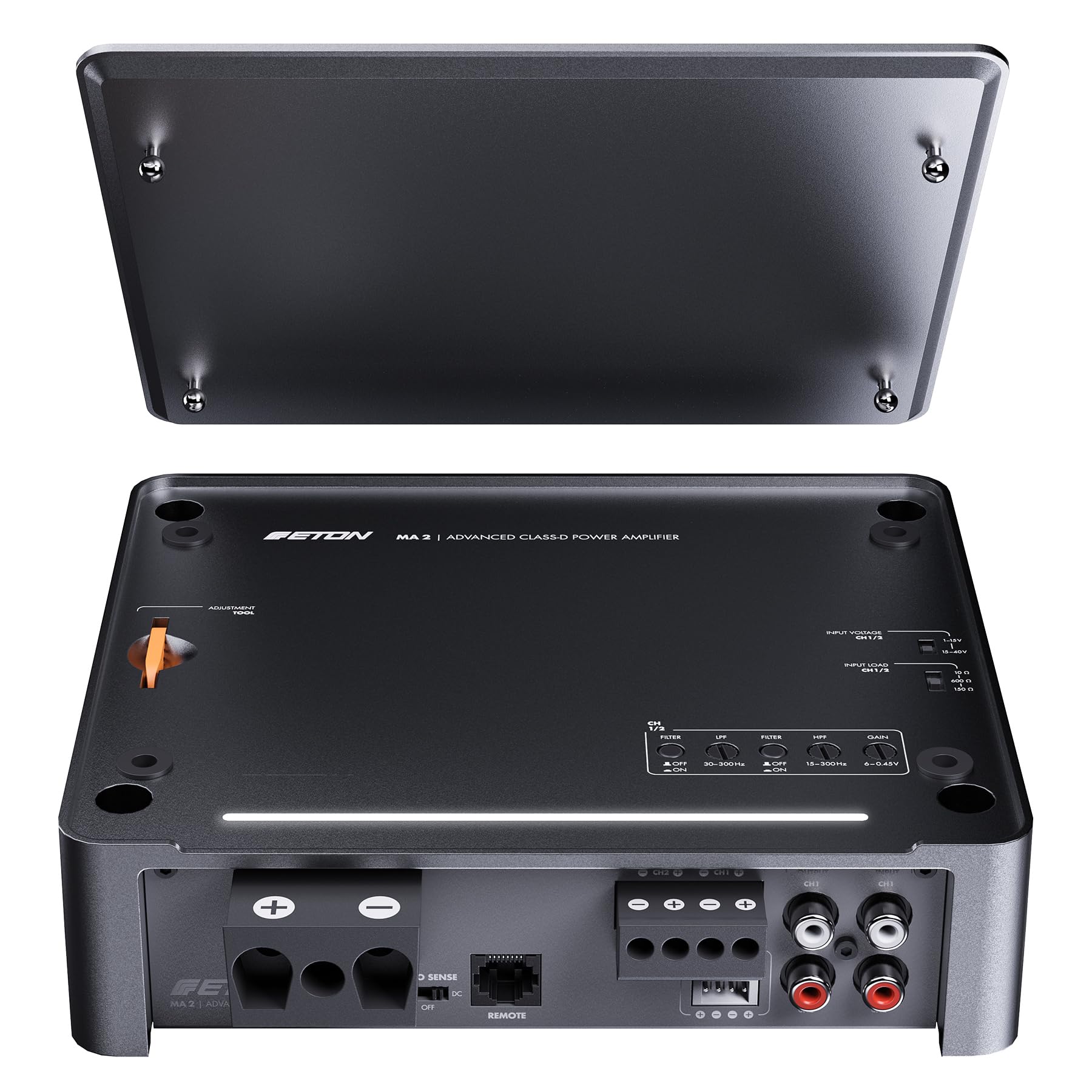 ETON MA 2 – kompakter 2 Kanal Verstärker, leistungsstarke digitale Mini Endstufe für Autos und Reisemobile, Class D Amp mit 2 x 190 W