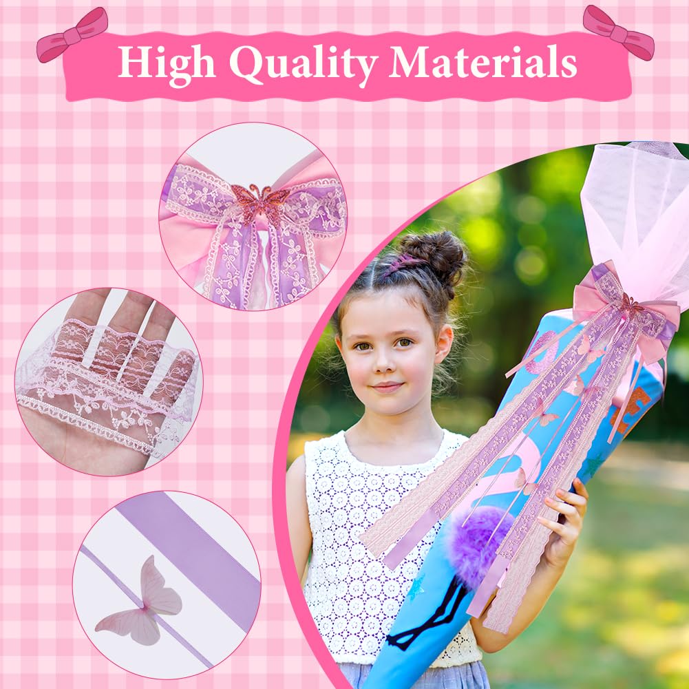 HOTUT Lazo de Bolsa de Azúcar, 60x20CM Arcos Lazos de Regalo, Decoración Boda de Coche, Decoración de Bolsas de Azúcar para Comienzo del Colegio, para Bodas,Fiestas, Envoltorios de Regalo