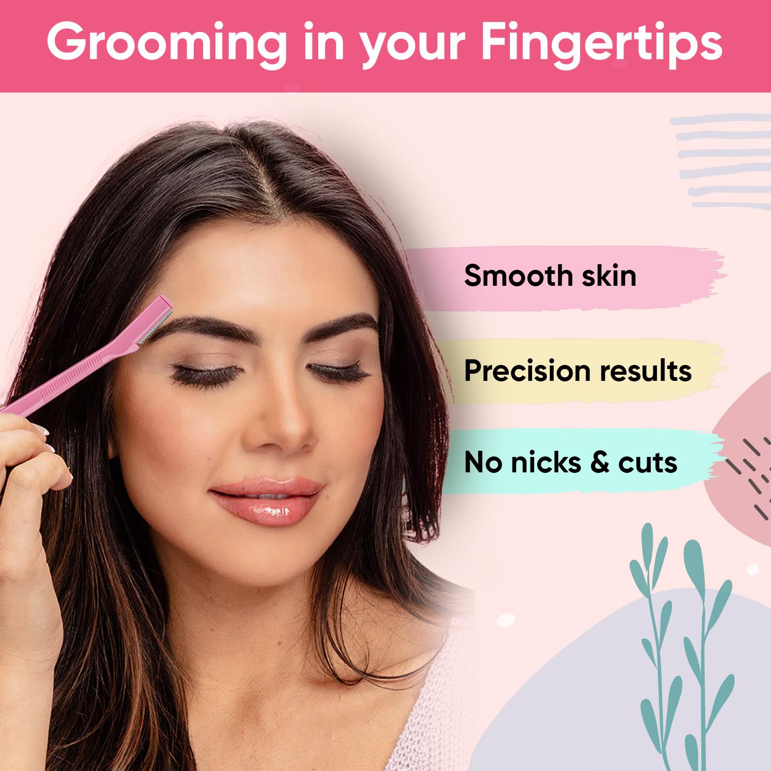 Vega Eyebrow Razor for Women | Face Razor & Eyebrow Shaper Set of 3 | Facial Hair Remover & Eyebrow Trimmer for Women | Stainless Steel Blade for Peach Fuzz, Upper Lips & Smooth Skin | (ESS-01) 3