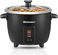 Elite Gourmet ERC003B 6-Cup Electric Rice Cooker with Auto Keep Warm - Fluffy Rice, Soups, Grains & More, Black