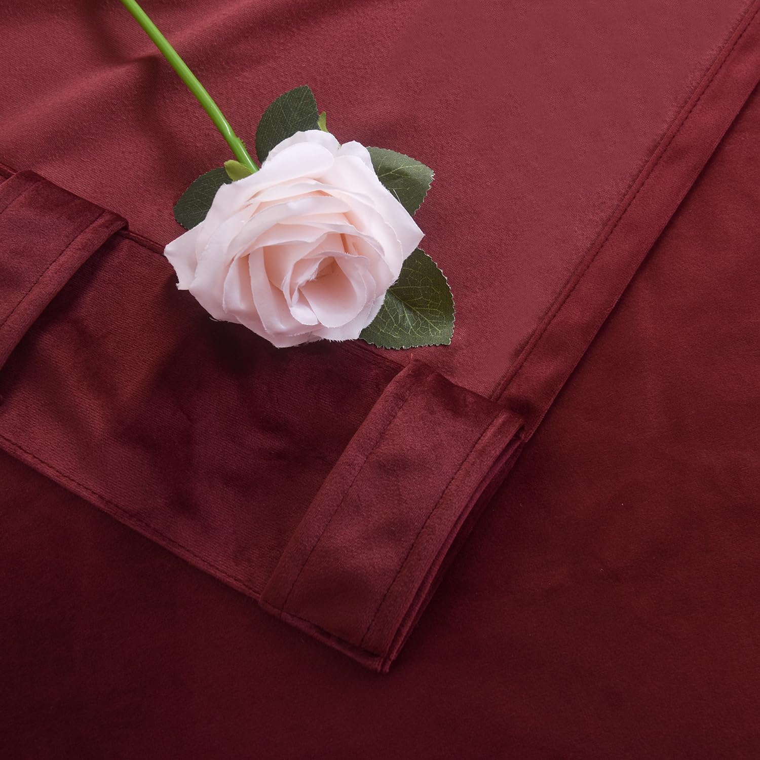 Roslynwood Luxury Soft Ruby Wine Velvet Curtains 96 inches Long Back Tab Thermal Insulated Blackout Window Drapes for Living Room/Bedroom/Dining Room, W52 x L96, 2 Panels
