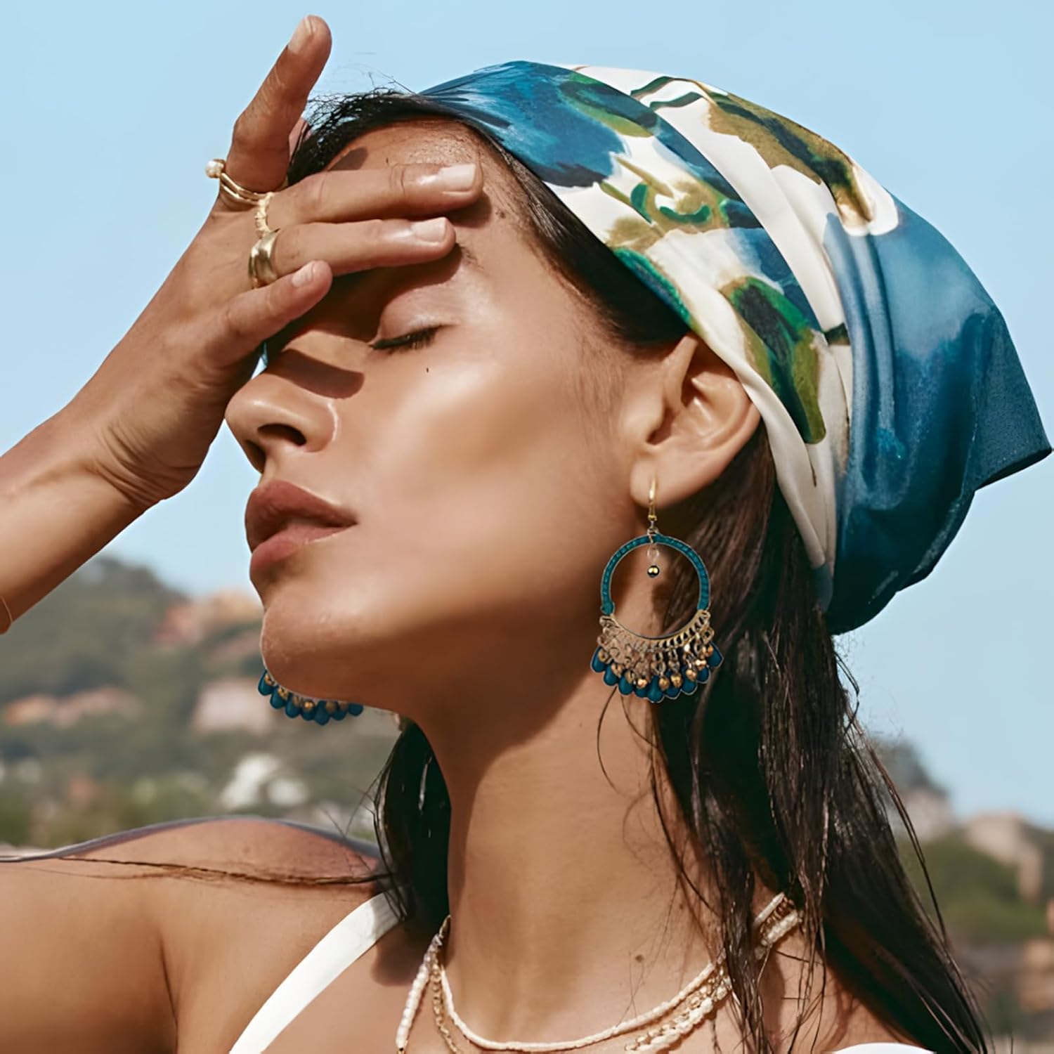 Boho Mexican Filigree Drop Earring for Women Green Teardrop Beaded Tassel Dangle Earrings Vintage Ethnic Jewelry - Image 4