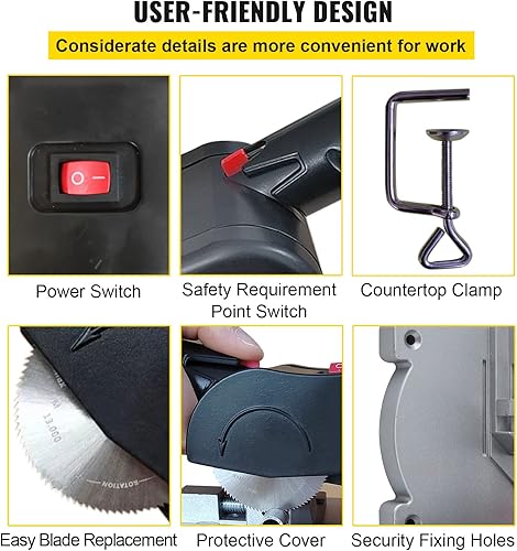 Miniatura 6 de VEVOR Mini sierra de corte inglete, dos hojas de acero y resina de 2-516 pulgadas con profundidad de corte de 12 pulgada, sierra ingletadora de mesa