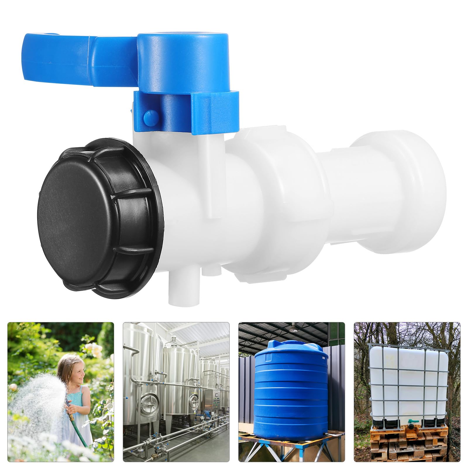 Plastikowy kran z wbudowanym zaworem i przedłużoną rurką, adapter zbiornika na wodę deszczową Reu do wydajnego zbierania wody i rozpuszczania wody