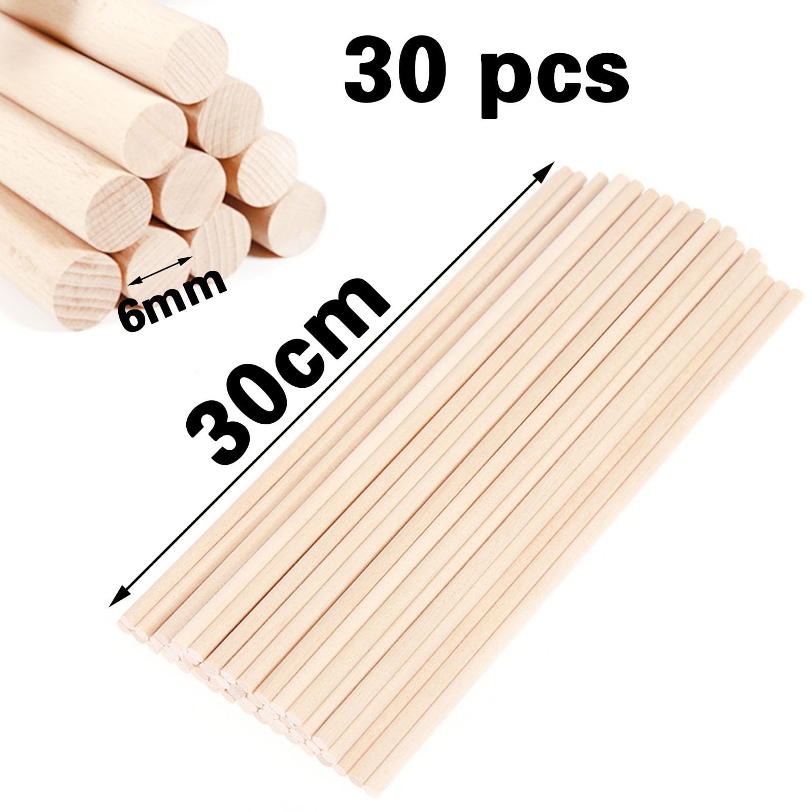 SET 30 BASTONCINI LEGNO LAVORETTI ATTIVITÀ CREATIVE STECCHETTE 3X300MM