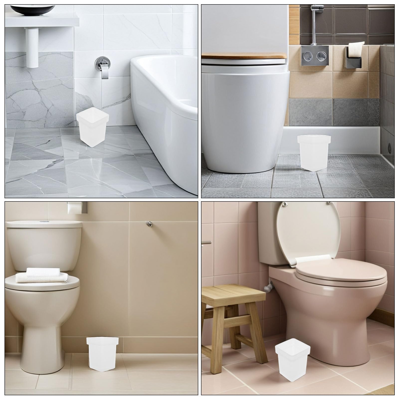 Veemoon Portacepillos para Fregar Baño Cuadrados 2 Unidades Vaso Vidrio Esmerilado Soporte Estable Higiene Personal Hogar y Hotel