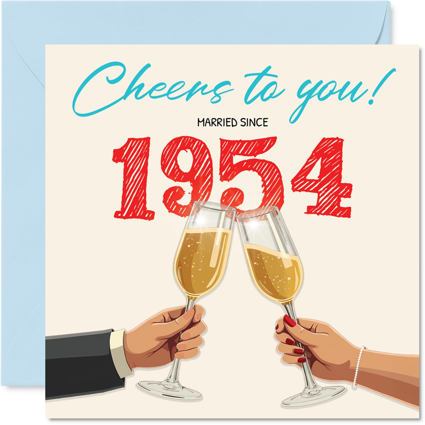 72nd Anniversary Card for Women and Men, Cheers Married Since 1954