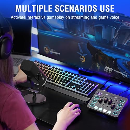 Miniatura 7 de FIFINE Paquete de equipos de audio para juegos, micrófono dinámico y mezclador de audio RGB, micrófono XLRUSB para juegos para PC, mezclador de