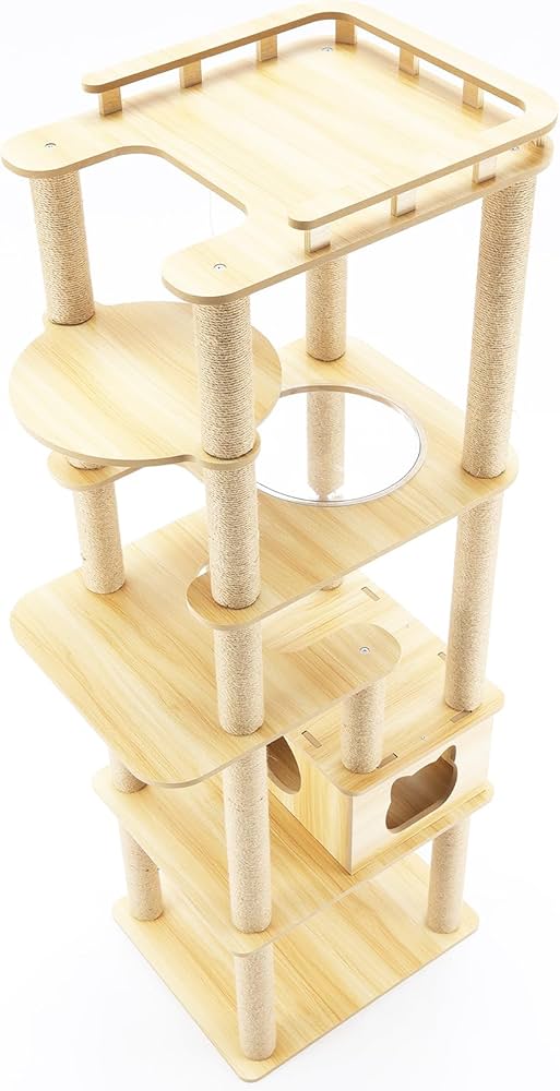 Amazon | 猫家族 2025年新型 広い展望台付き キャットタワー 木製 大型