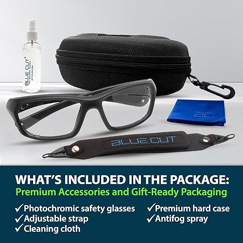 Miniatura 6 de BLUE CUT Gafas de protección deportiva, lentes fotocromáticas, gafas de seguridad para baloncesto, pickleball para deportes de interior y exterior