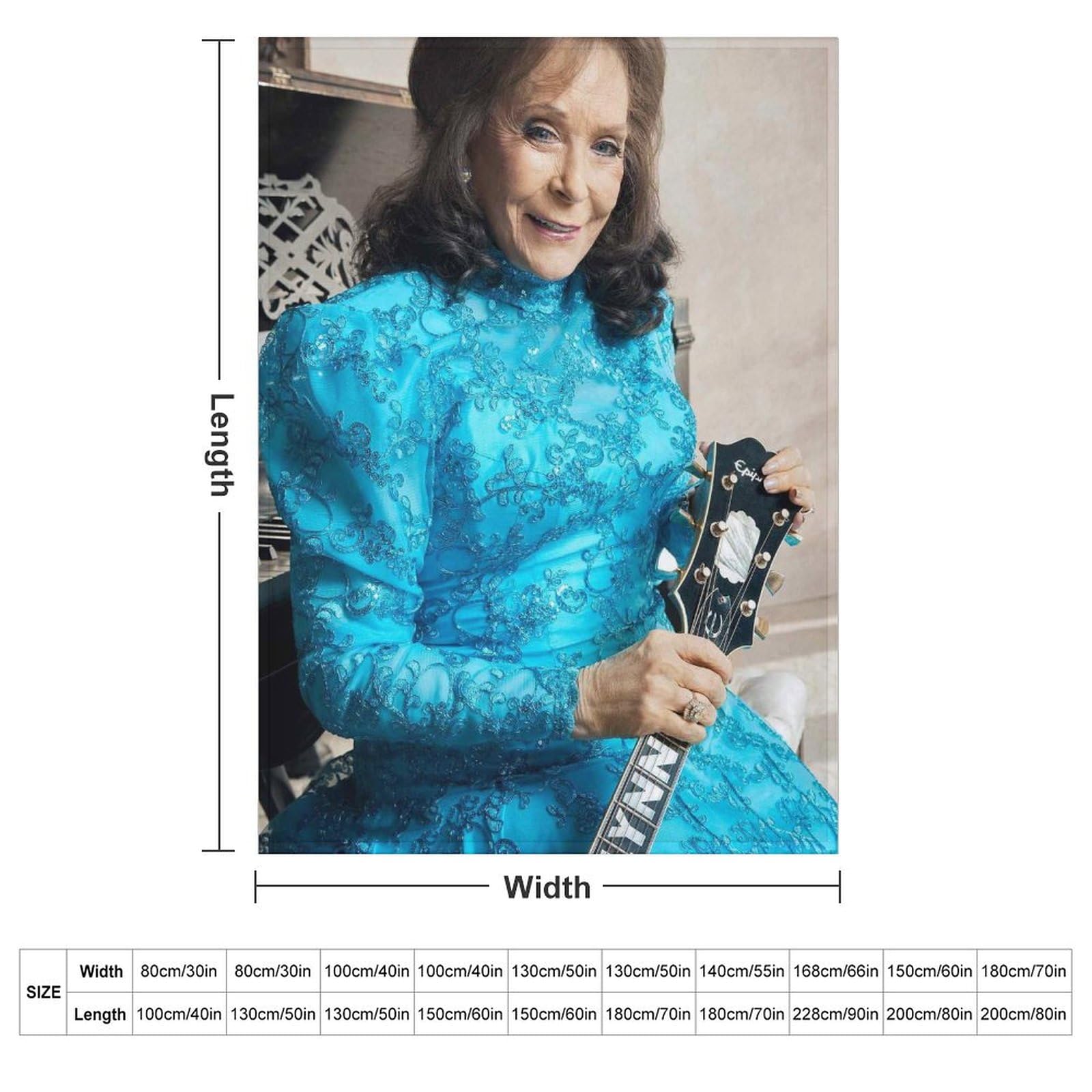 (it:Loretta Lynn American Singer Country Music Poster Coperte super morbida e calda in pile di flanella coperta per tutte le stagioni per letto divano divano 76,2 x 101,6 cm)