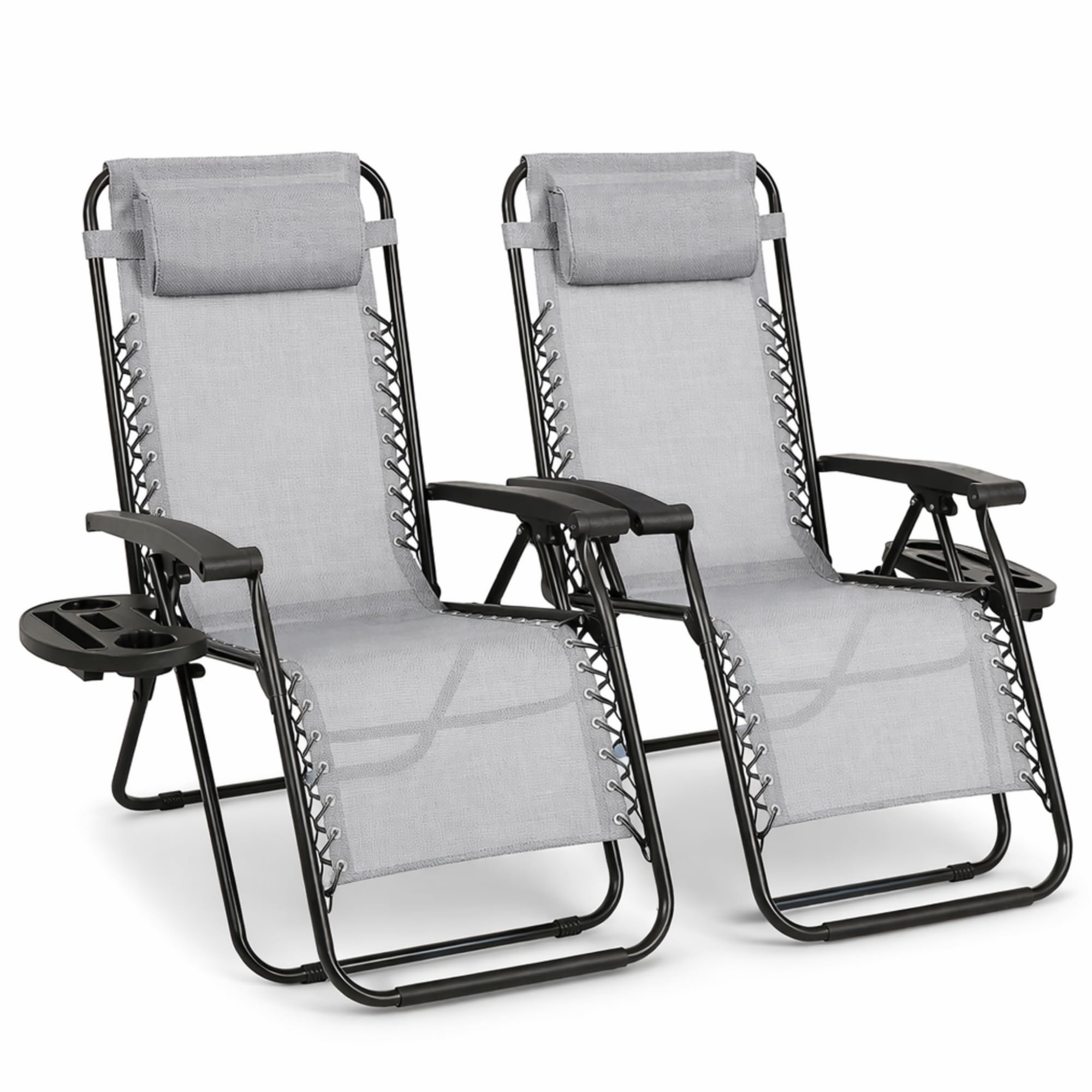 Straame Zero Gravity Chairs Set of 2,Folding Reclining Garden Chairs, Textilene Outdoor Chair, Lockable 170° Sun Loungers for Garden, Steel Frame, 150 kg Max Load (Classic, Grey) — image 1