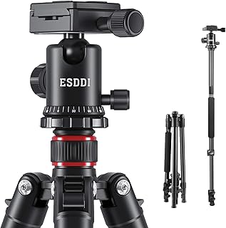 ESDDI Camera Tripod, DSLR Tripod with 360 Degree Ball Head, 64 inch Aluminum Tripod with Monopod 1/4 inch Quick Release Pl...