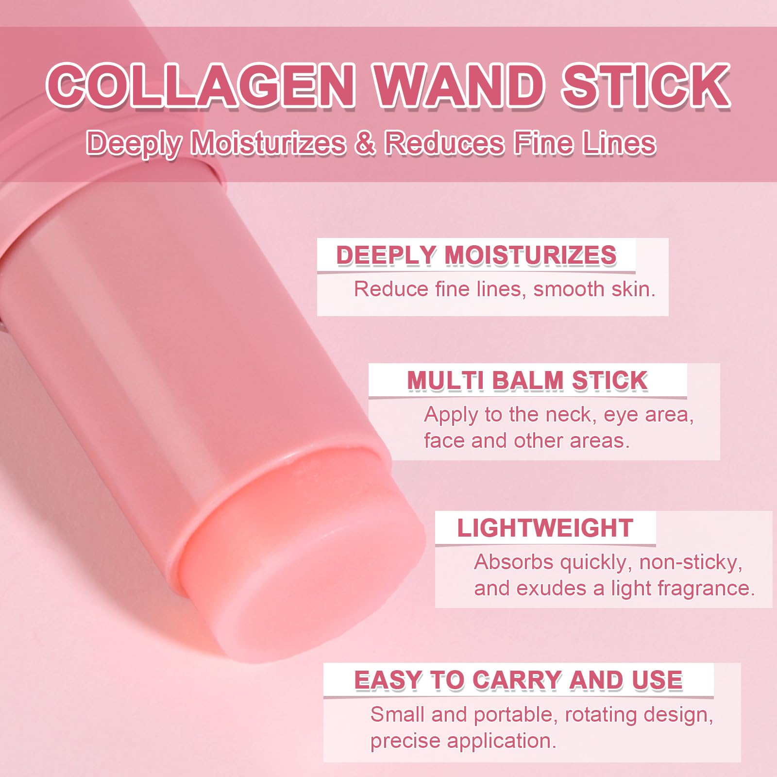 Collagen Wand Stick,3 Pcs Pure Collagen Wand,Anti Wrinkle Bounce Stick,Suitable for Eye Area Cheeks, Neck and Other Areas - Image 2