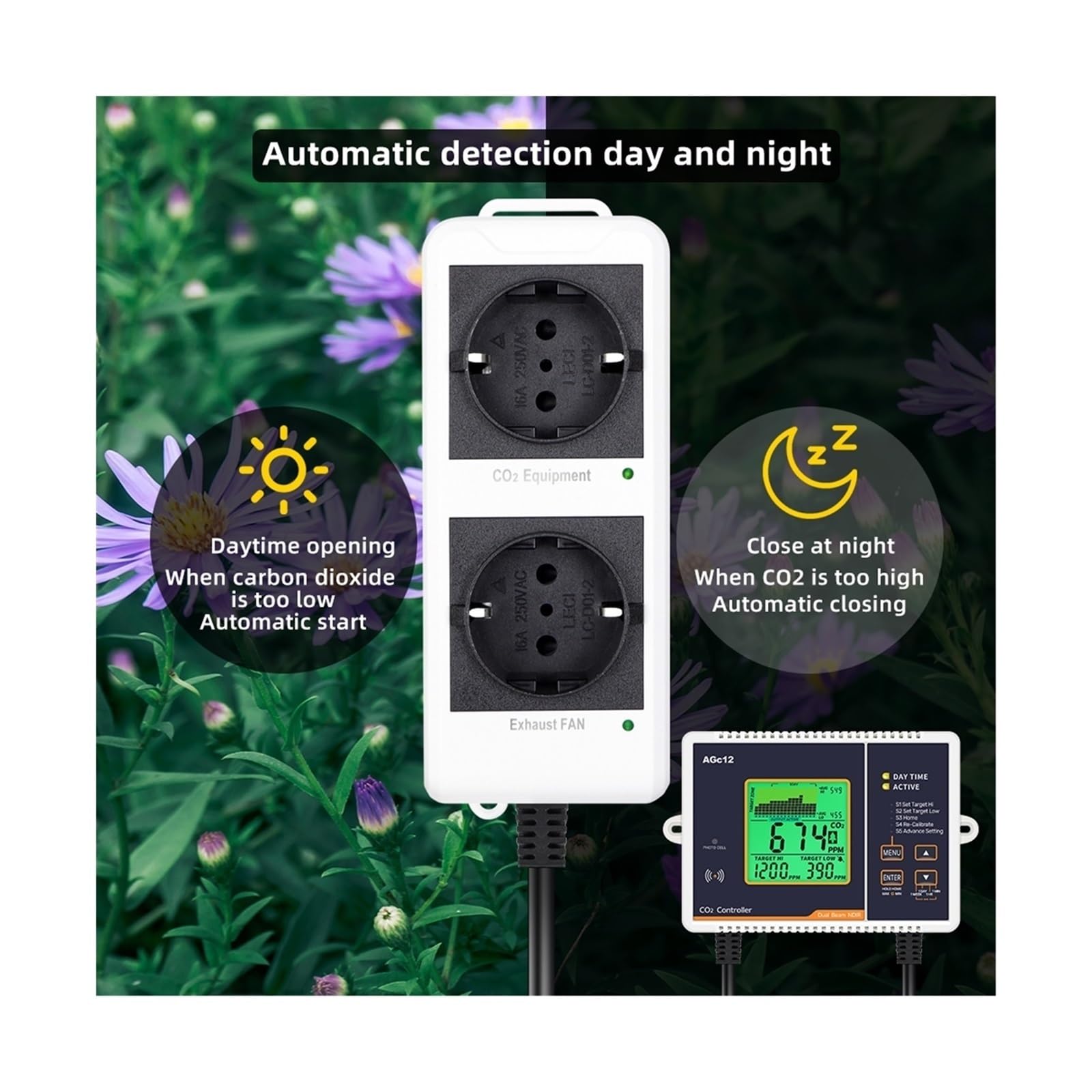 Gasdetektor, CO2-Detektor, Luftqualitätsmonitor, 0–5000 Ppm, Kontrollgenauigkeit Der CO2-Konzentration, Kohlendioxidregler for Gewächshäuser für Arbeit und Zuhause(CO2 Pressure Reducer)