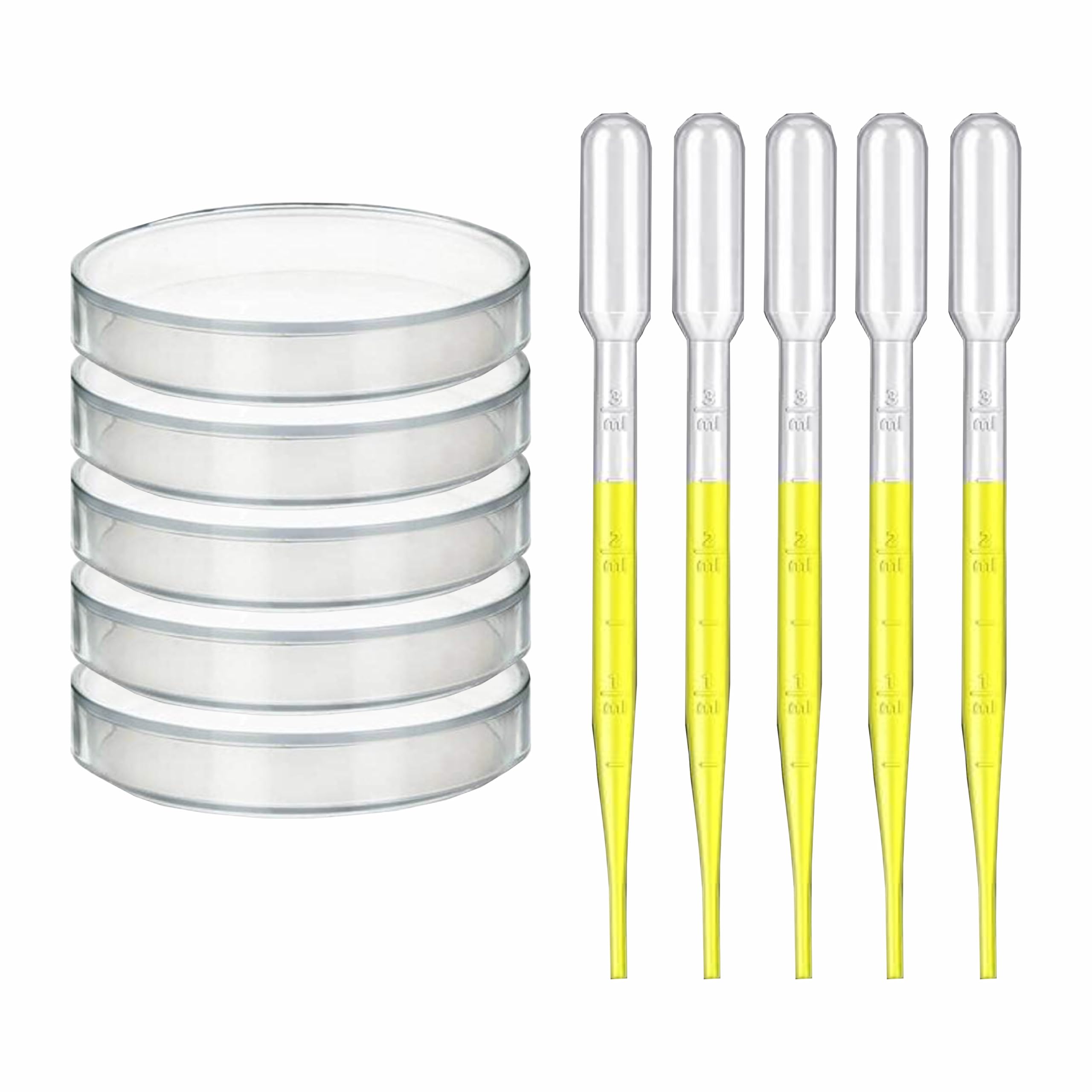 VVS Polypropylene (5 Pcs Perti Dish 75mm, and 5 pcs dropper 3ml) pack of 10 with Lid Sterile Bacterial Culture Dish Laboratory Plant Cell Tissue Culture Petri Dish Educational For Lab Laboratory Use-image-6