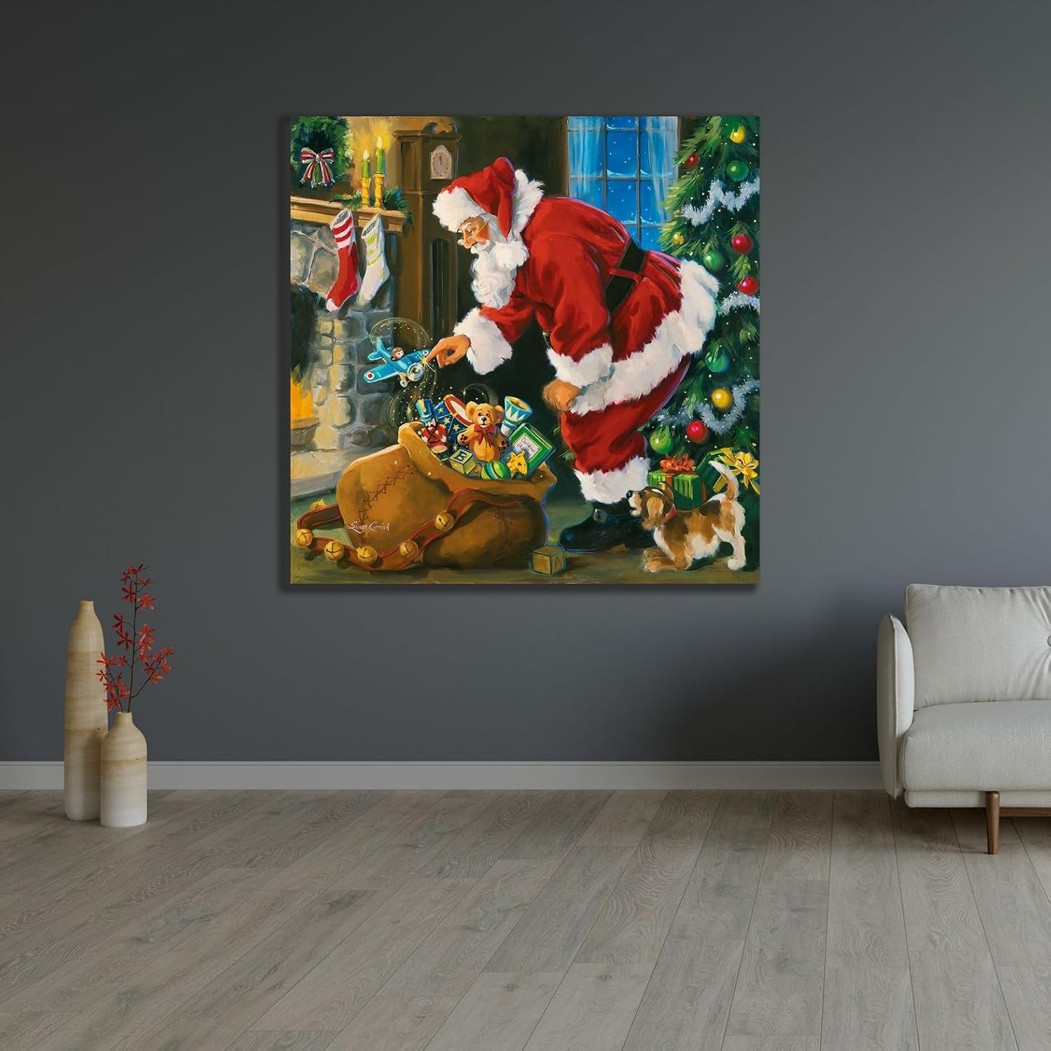 ArtDirect Santas Magic Touch Custom Framed Art Print Giclee Print or Canvas Options with Various Sizes and Customization by Comish, Susan