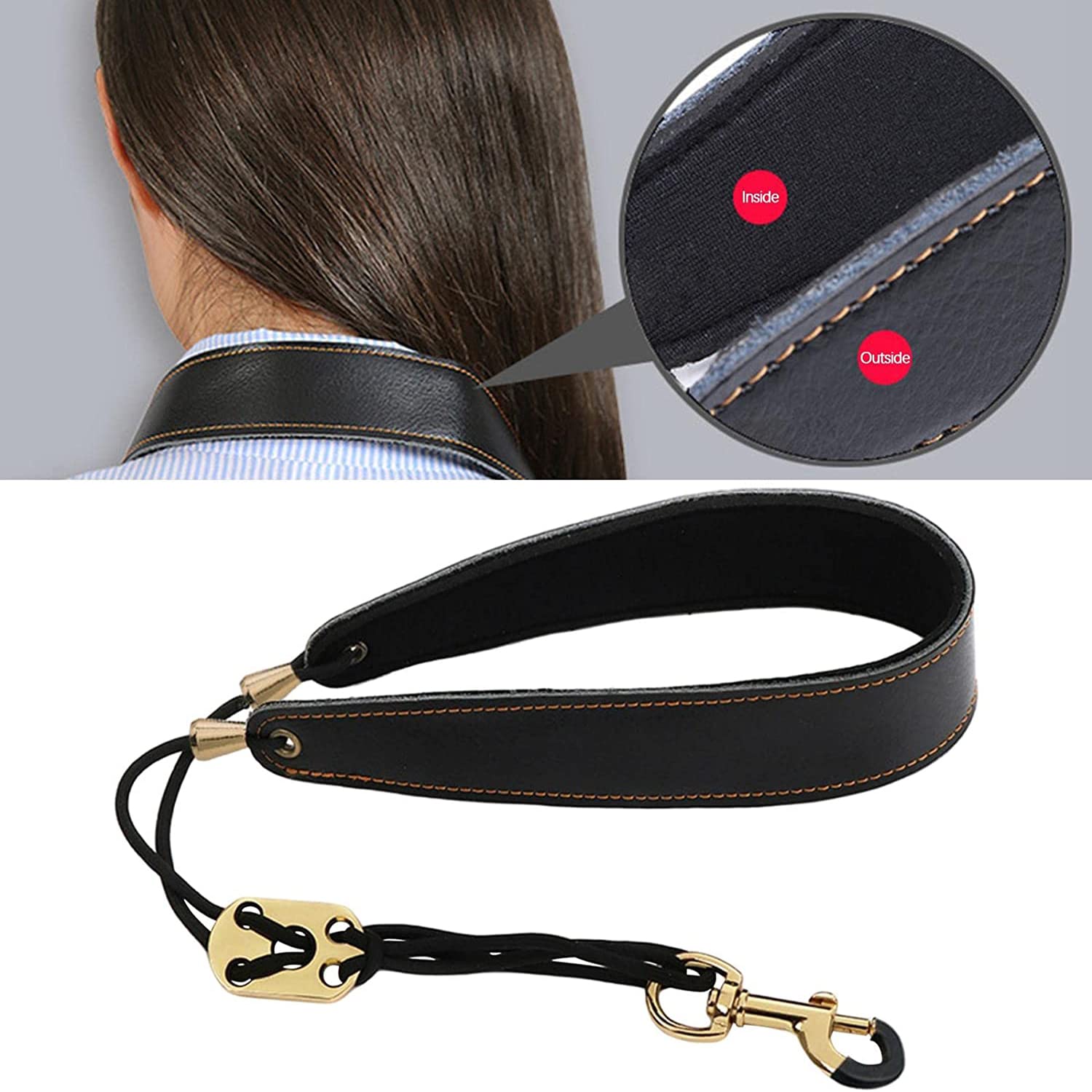 Sangle de Saxophone Confort - Cordon Rembourrée avec Crochet Métal pour Saxo Alto, Bande Souple