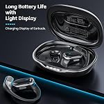 Open Ear Wireless Earbuds Bluetooth Headphones, 80H Playtime Stereo Ear Buds with ENC Noise Cancelling, Fast Charging, IPX7 Waterproof Sports Earphones with Earhook for Running/Workouts (Black)