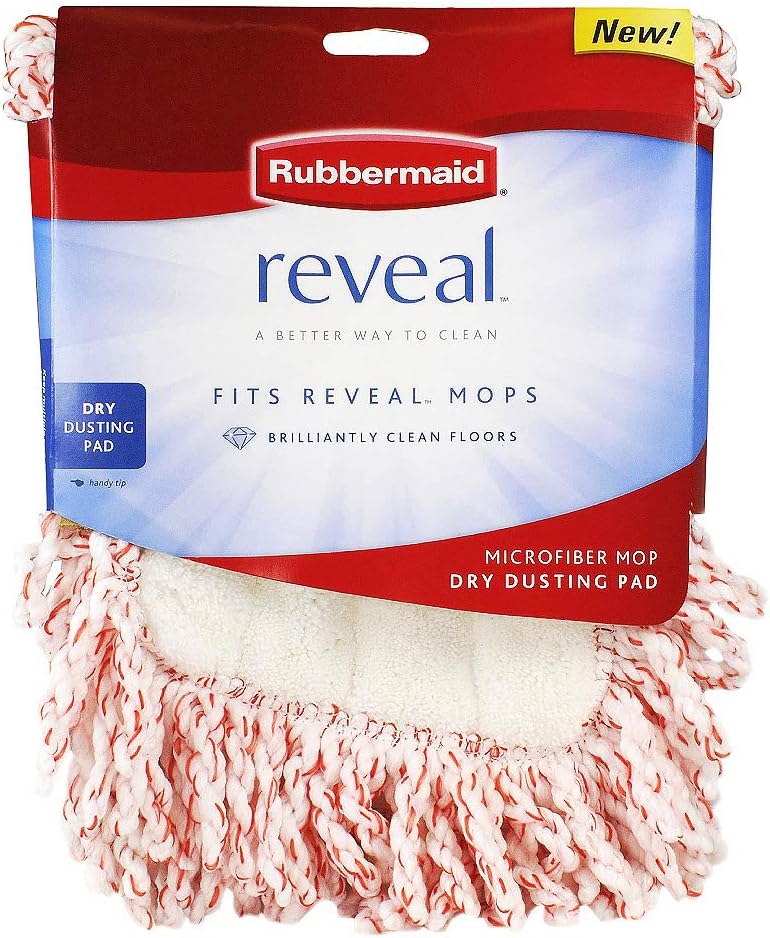 Rubbermaid 1M20 Reveal Mop Dry Dusting Cleaning Pad, 15-Inch, White/Red