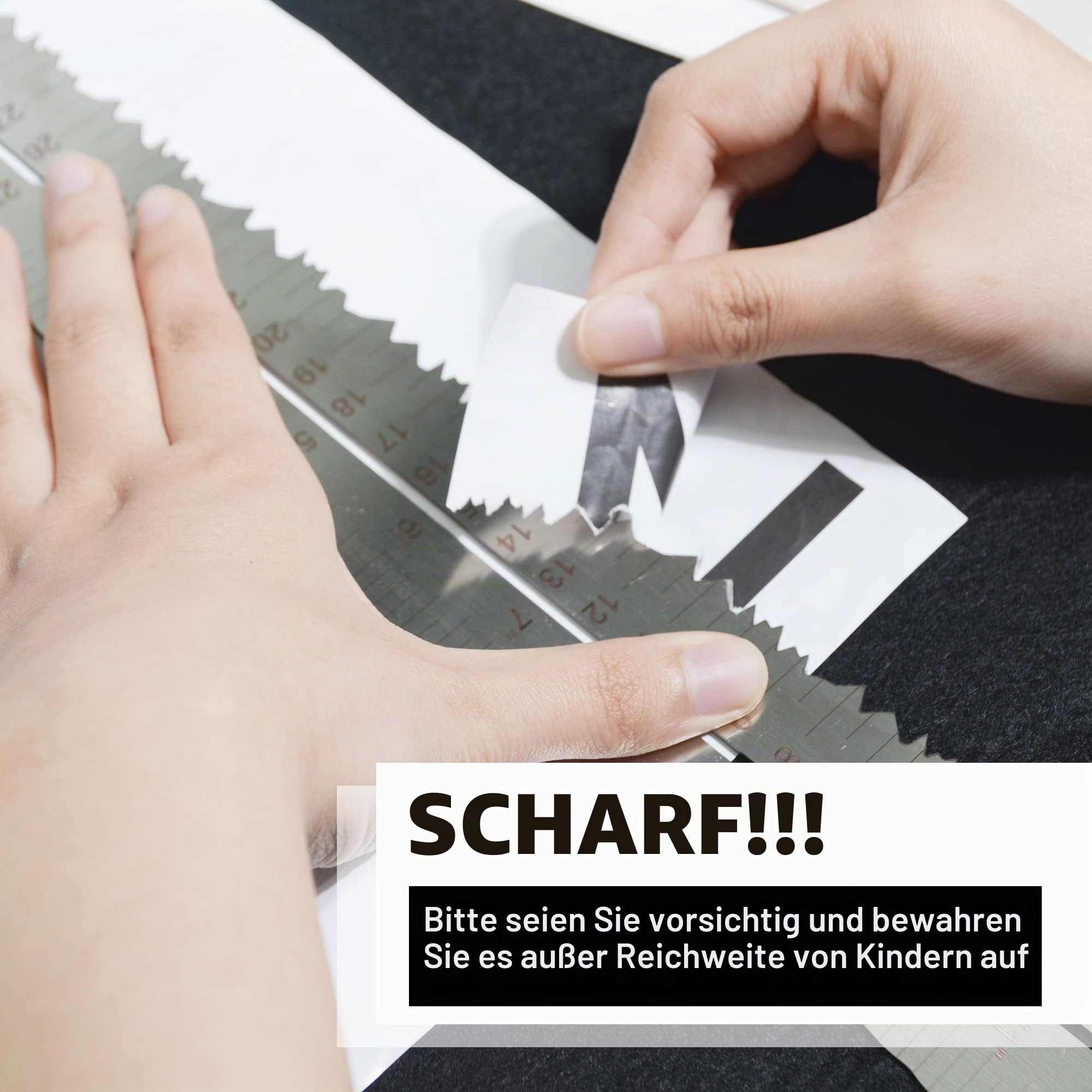 3 x Edelstahl-Papierreißlineal zum Schneiden von Papier auf gewellte Linien, gezackte und unregelmäßige Kanten, 30,5 cm Messwerkzeug für Ingenieurschule, Büro, Architekten und Zeichnen.
