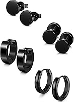 Jstyle 4 Pairs Hypoallergenic 316L Stainless Steel Earrings for Sensitive Ears - Stud, Fake Gauge & Small Hoop Huggie Set 18G